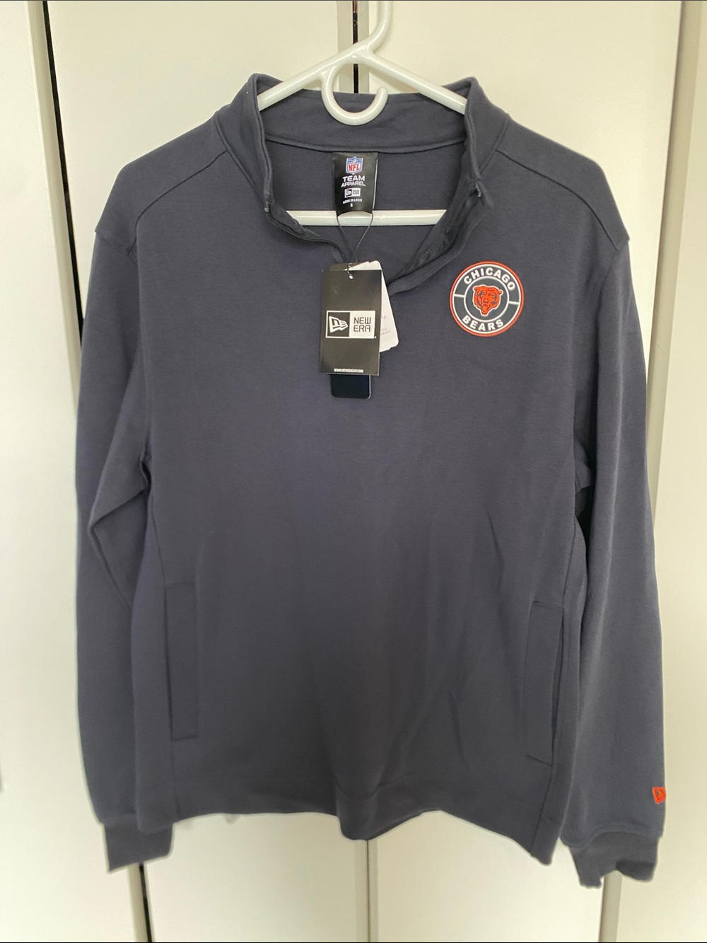 New Era Navy Chicago Bears Quarter-Zip Pullover (Small) NWT